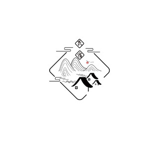 简约线条黑白中国风民宿酒店logo设计中国风logo